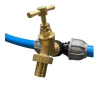 Mypurecore 25mm Mdpe Tee With Brass Bib Tap And Barbed Hose Tail - Outdoor Water Pipe Fitting