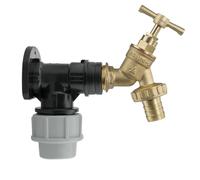 MYPURECORE 25mm MDPE Wall Flange Kit - ¾” Brass Outdoor Garden Tap with Hose Barb Fitting & PTFE Tape - Easy Install Water Tap Connector for Irrigation, Farm, Garden, Home Use