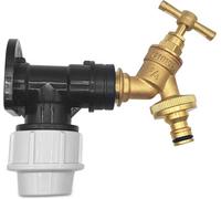 MYPURECORE 25mm Mdpe Wall Flange Kit Wall Plate Elbow Brass Garden Tap With Click-Lock Hose Fitting And Ptfe Tape To Install Hose Connector