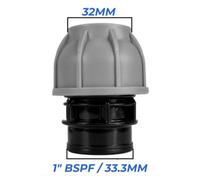 Mypurecore 32mm Mdpe Straight Compression Adapter With 1 Inch Bsp Female Thread