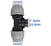 Mypurecore 32mm Mdpe Tee Compression Adapter With 1 Inch Bsp Female Thread