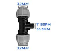 Mypurecore 32mm Mdpe Tee Compression Adapter With 1 Inch Bsp Male Thread