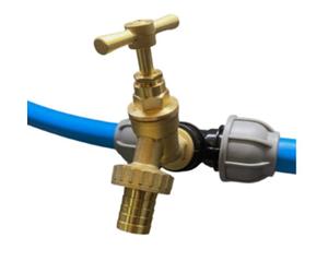 Mypurecore 32mm Mdpe Tee With Brass Bib Tap And Barbed Hose Tail- Outdoor Water Connection Fitting