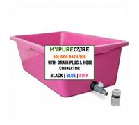 Mypurecore 90L Dog Bath Tub-Pet Bath Pool With Drain Plug And Hose Connector -Durable Plastic Dog Washing Tub -Pink