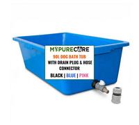 Mypurecore 90L Dog Bath Tub-Pet Bath Pool With Drain Plug And Hose Connector -Durable Plastic Dog Washing Tub - Blue