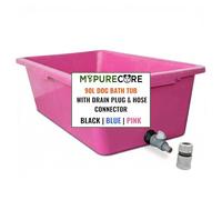 MYPURECORE 90L Dog Bath Tub - Pet Bath Pool with Drain Plug & Hose Connector - Durable Plastic Dog Washing Tub for Indoor & Outdoor Use (PINK)