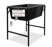 MYPURECORE 90L Dog Bath Tub with Stand - Raised Pet Bath Pool with Drain Plug & Hose Connector - Foldable Metal Frame for Indoor & Outdoor Use (Black)