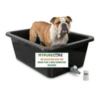 MYPURECORE Black Dog Bath Tub - Pet Bath Pool with Drain Plug & Hose Connector - Durable Plastic Bath for Indoor & Outdoor Pet Care (90L Dog Bath Tub)