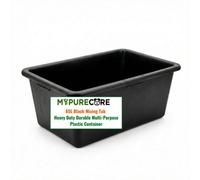 Mypurecore Black Mixing Tub Heavy Duty Rectangular Plastic Utility Container Gardening Use Durable Multi Purpose Tray (65L)