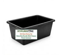 MYPURECORE Black Mixing Tub - Heavy Duty Rectangular Utility Tub for Mortar, Plaster, Gardening, Storage & DIY - Durable Multi-Purpose Plastic Container (65L Tub)