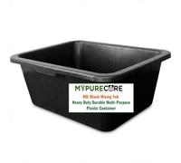 MYPURECORE Black Mixing Tub - Heavy Duty Rectangular Utility Tub for Mortar, Plaster, Gardening, Storage & DIY - Durable Multi-Purpose Plastic Container (40L Tub)