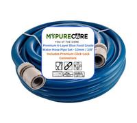 Mypurecore Blue 10mm 3/8" Cold Water Hose Pipe - Premium Food Grade Water Hose With Connectors - For Caravan, Boat & Garden(15M)