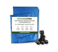 MYPURECORE Blue Tarpaulin with 10 Bungee Balls, Lightweight Tarp (4m x 6m) | Includes Bungee Balls, Lightweight Design, Outdoor Use, Blue Colour, Protective Cover