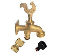 Mypurecore Brass Garden Tap Kit 3/4 Bsp Bib Tap With Female Tap Connector And Solid Brass Hose Connector Rooster Handle Tap