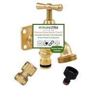 MYPURECORE Brass Garden Tap Kit - 3/4" BSP Outdoor Bib Tap with Female Tap Connector & Solid Brass Hose Connector, Heavy-Duty Quick Connect Garden Tap Set for Garden & Irrigation (Classic Handle)