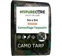 MYPURECORE Camouflage Tarpaulin Multi-Use Tarp Sheet For Camping, Fishing, Bird Watching, Garden Waterproof, Uv Protective Cover 5M X 5M