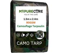 MYPURECORE Camouflage Tarpaulin Multi-Use Tarp Sheet For Camping, Fishing, Bird Watching, Garden Waterproof, Uv Protective Cover 1.5M X 2.4M