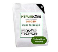 MYPURECORE Clear Waterproof Tarpaulin - Heavy Duty 100GSM Multi-Purpose Tarp - Ideal for Caravan, Garden, Car and Outdoor Protection - UV, Dust, Rain, Snow Resistant - Transparent Cover (5mx8m)