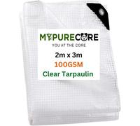 MYPURECORE Clear Waterproof Tarpaulin Heavy Duty 100Gsm Multi-Purpose Tarp - Uv Protection Dust, Rain,snow Resistant -Transparent Cover 2Mx3M