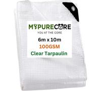 MYPURECORE Clear Waterproof Tarpaulin Heavy Duty 100Gsm Multi-Purpose Tarp -Uv Protection Dust,rain ,snow Resistant -Transparent Cover 6Mx10M