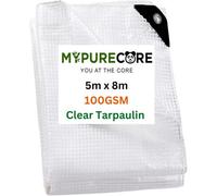MYPURECORE Clear Waterproof Tarpaulin Heavy Duty 100Gsm Multi-Purpose Tarp - Uv Protection Dust,rain ,snow Resistant -Transparent Cover 5Mx8M