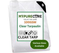 MYPURECORE Clear Waterproof Tarpaulin Heavy Duty 100Gsm Multi-Purpose Tarp Uv Protection Dustrain Snow Resistant Transparent Cover 10Mx10M