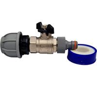 MYPURECORE Click-Lock Butterfly Valve Connection Kit -Universal Click-Lock Connection (25mm Mdpe) With Ptfe Tape Roll