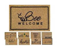 MYPURECORE Coir Door Mat (60x40cm) - Non-Slip & Absorbent, Indoor/Outdoor, Eco-Friendly - Ideal as Front Door, Entrance, Floor, Welcome Mat - Large Size, Dirt Trapper, Washable (BEE WELCOME)