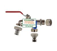 Mypurecore Double Garden Tap Kit With 1/2Inch And 3/4 Inchbsp Adapter, Dual Lever Outdoor Water Tap W/ Fitting, Barbed Outlet And Ptfe Tape