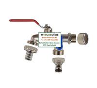 MYPURECORE Double Garden Tap Kit with ½” & ¾” BSP Thread Adapter, Double Lever Outdoor Water Tap with Barbed Hose Outlet, Quick Connect Fitting & PTFE Tape for Garden Hose, Greenhouse & Irrigation