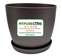 Mypurecore Elegant Graphite 30Cm Plant Pot With Saucer - Modern Matte Indoor And Outdoor Planter For Houseplants, Herbs, Succulents