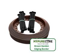 MYPURECORE Flexible Brown Garden Edging Border 10M Complete With 20 Securing Pegs Perfect Flower Beds Lawns And Pavement Design 40mm High