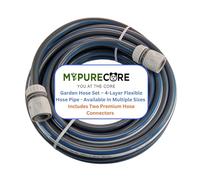 MYPURECORE Garden Hose - 4-Layer Flexible Hose Pipe with 2 Universal Hose Connectors - Kink-Resistant, UV-Protected, Durable PVC Watering Hose for Garden, Car Wash & Outdoor Use (2m)