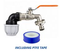 Mypurecore Garden Lever Tap 3/4 Bspm Quick Connect 25mm Mdpe Elbow Fitting +Ptfe Tape