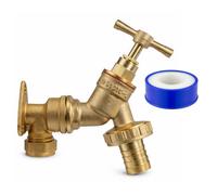 Mypurecore Garden Outdoor Tap Brass Wall Plate Bib Tap 1/2 Hose Tail Fitting