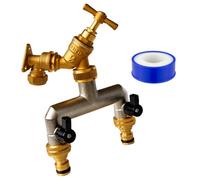 Mypurecore Garden Outdoor Tap Brass Wall Plate Brass Tap Quick Connect Splitter