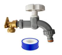 Mypurecore Garden Outdoor Tap Brass Wall Plate Grey Dial Tap Hose Connector