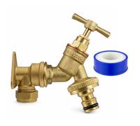 Mypurecore Garden Outdoor Tap Brass Wall Plate Quick Connect Tap Hose Fitting