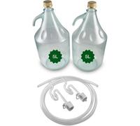 MYPURECORE Glass Demijohn Set With Screw Cap-2 X 5L Natural Carboys For Wine & Mead Making Kit With Airlock, Bung Complete Demijohns Wine Kit