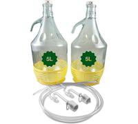 MYPURECORE Glass Demijohn Set With Swing Cap & Protective Basket - 2 X 5L Natural Carboys For Wine & Mead Making With Airlock, Bung