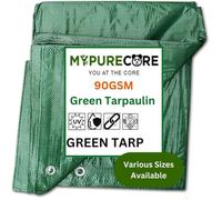 MYPURECORE Green Tarpaulin - Heavy Duty Waterproof Cover Plastic Sheet Tarp - Durable Sheet - Uv, Dust, Rain, Ground Sheets 5M X 6M