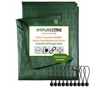 Mypurecore Green Tarpaulin Sheet 90Gsm Lightweight Tarp + 10 Bungee Balls Garden Camping (5M X6M)