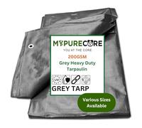 MYPURECORE Grey Tarpaulin - Waterproof & Heavy Duty 200 GSM Tarp - Large, Durable Tarp for Car, Garden, Home - UV, Dust, Rain, Snow Protection - Versatile Groundsheet for Camping & Outdoor (3m x 5m)