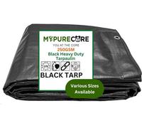 MYPURECORE Heavy Duty Waterproof Tarpaulin Black Tarp For Outdoor Protection Durable Groundsheet Tent Shield Trailer Trampoline Cover8M X 12M