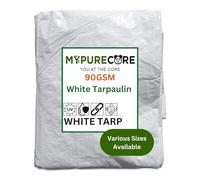 MYPURECORE Heavy Duty White Tarpaulin - Durable, Waterproof & UV Resistant - Versatile Tarp Sheet for Outdoor, Garden, Camping - Large Groundsheet for Pergolas, Sheds, Weather Protection (4m x 8m)