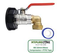 Mypurecore Ibc 2In S60X6 Cap With Lever Valve And 22mm Brass Compression Elbow And Ptfe Tape Durable Leak Proof Plumbing Solution