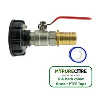 Mypurecore Ibc 2Inch S60X6 Cap With Lever Valve - 25mm Brass Barb And Ptfe Tape Durable Leak Proof Plumbing Solution