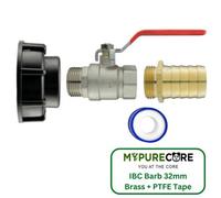 Mypurecore Ibc 2Inch S60X6 Cap With Lever Valve - 32mm Brass Barb And Ptfe Tape Durable Leak Proof Plumbing Solution