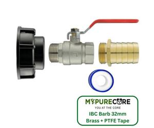 Mypurecore Ibc 2Inch S60X6 Cap With Lever Valve - 32mm Brass Barb And Ptfe Tape Durable Leak Proof Plumbing Solution
