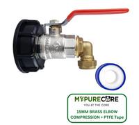 Mypurecore Ibc 2Inch S60X6 Cap With Lever Valve And 15mm Brass Compression Elbow And Ptfe Tape Durable Leak Proof Plumbing Solution